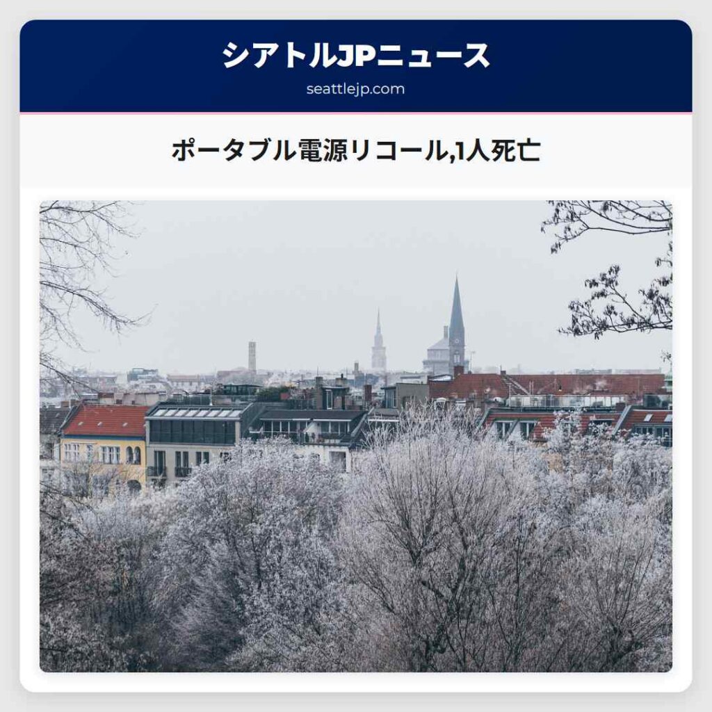 ポータブル電源リコール,1人死亡