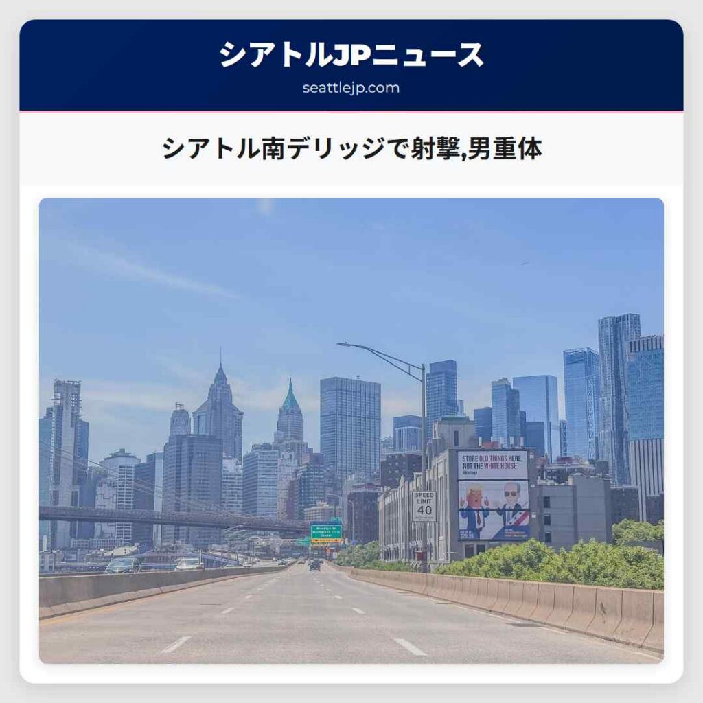 シアトル南デリッジで射撃,男重体