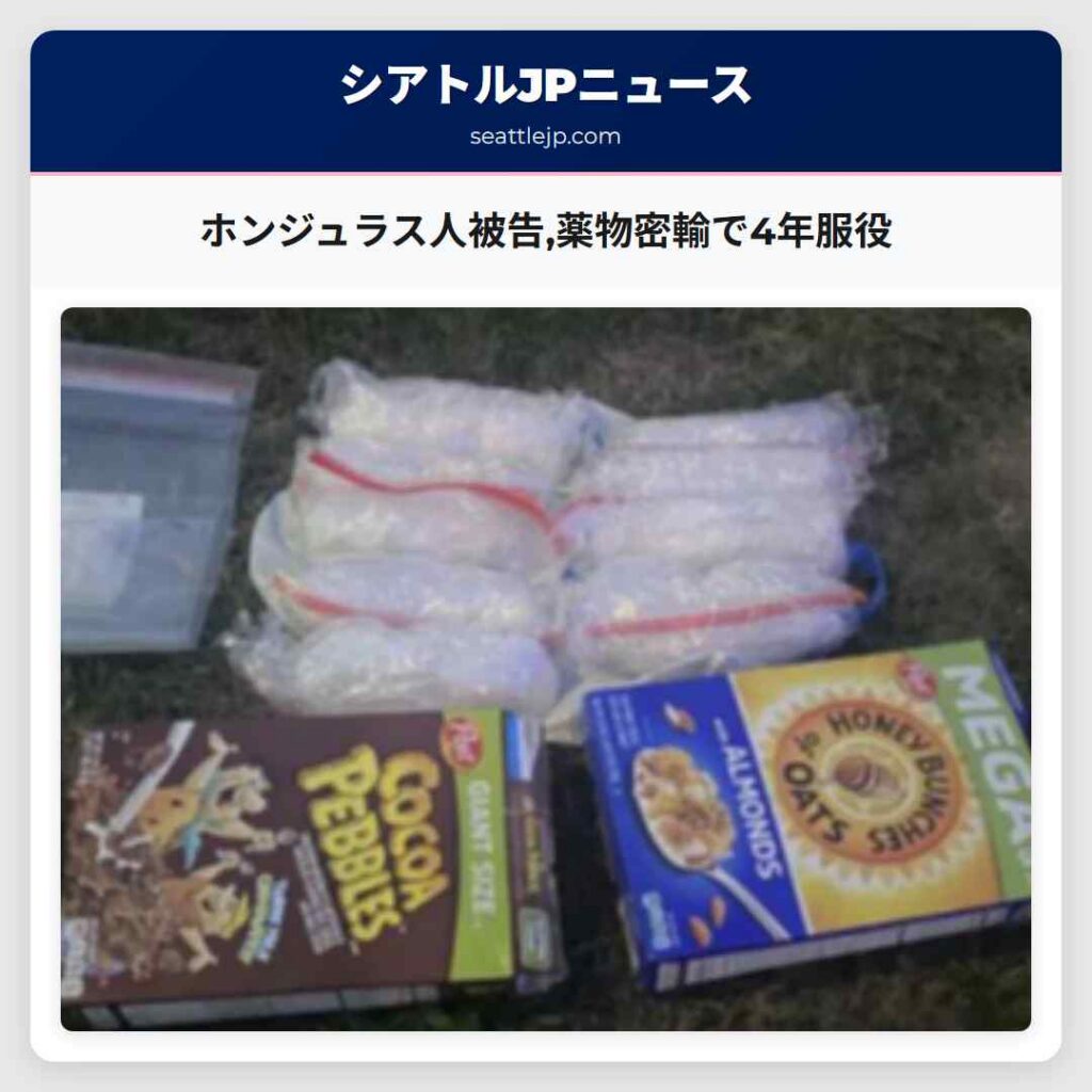 ホンジュラス人被告,薬物密輸で4年服役