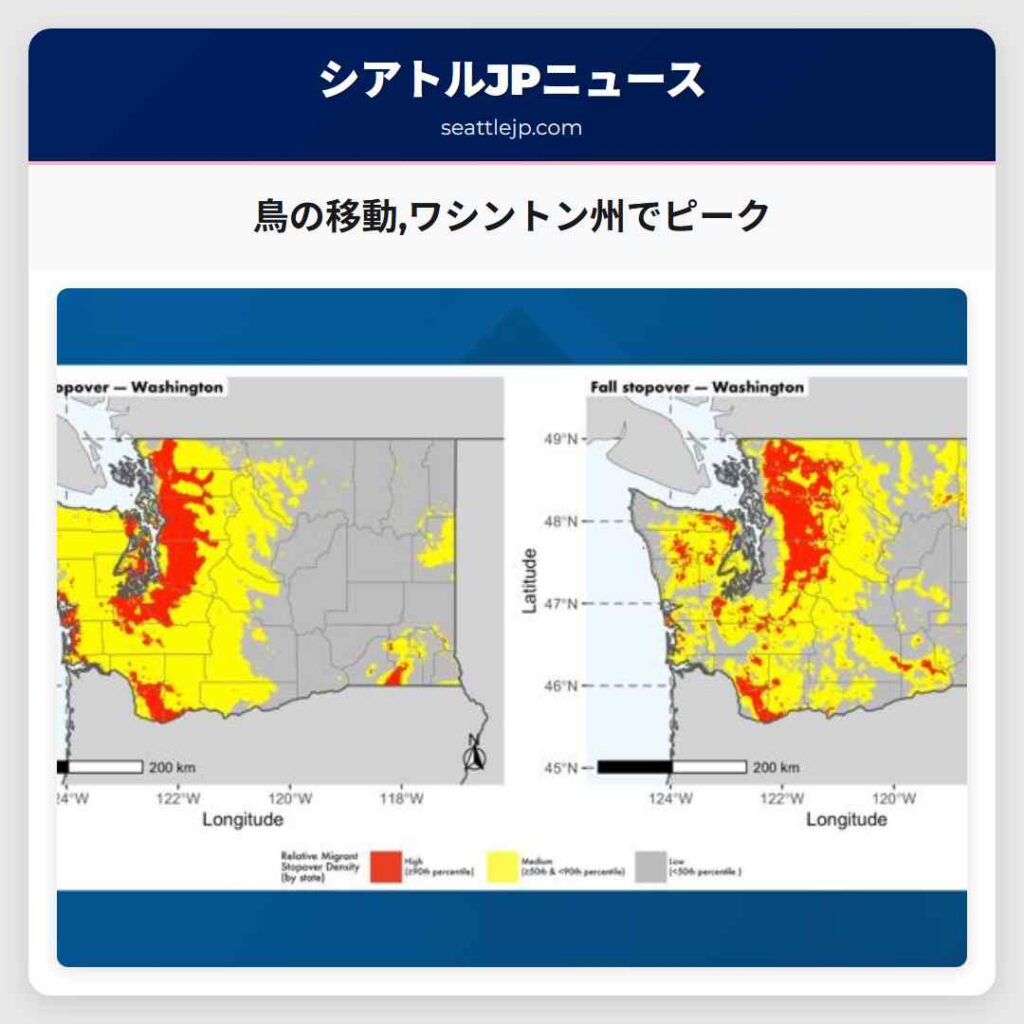 鳥の移動,ワシントン州でピーク