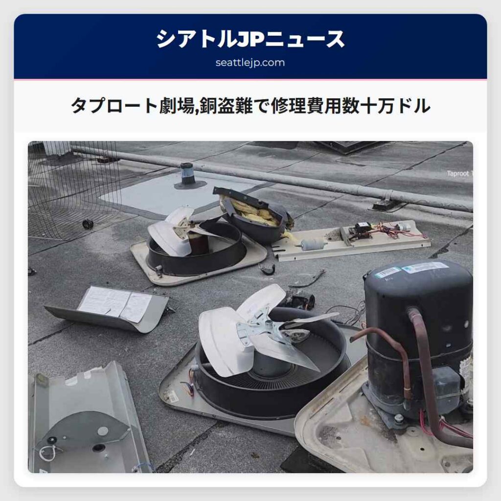 タプロート劇場,銅盗難で修理費用数十万ドル
