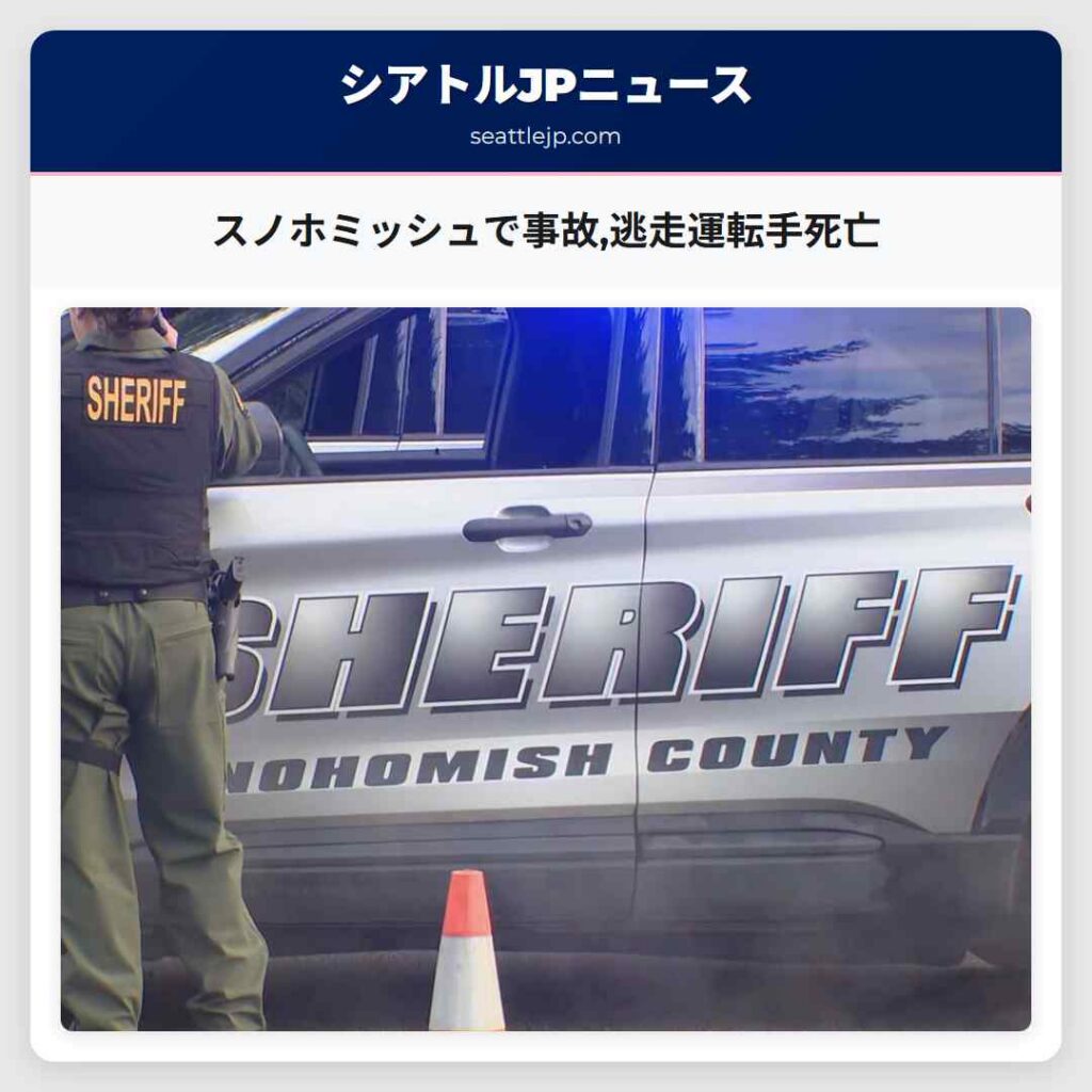 スノホミッシュで事故,逃走運転手死亡