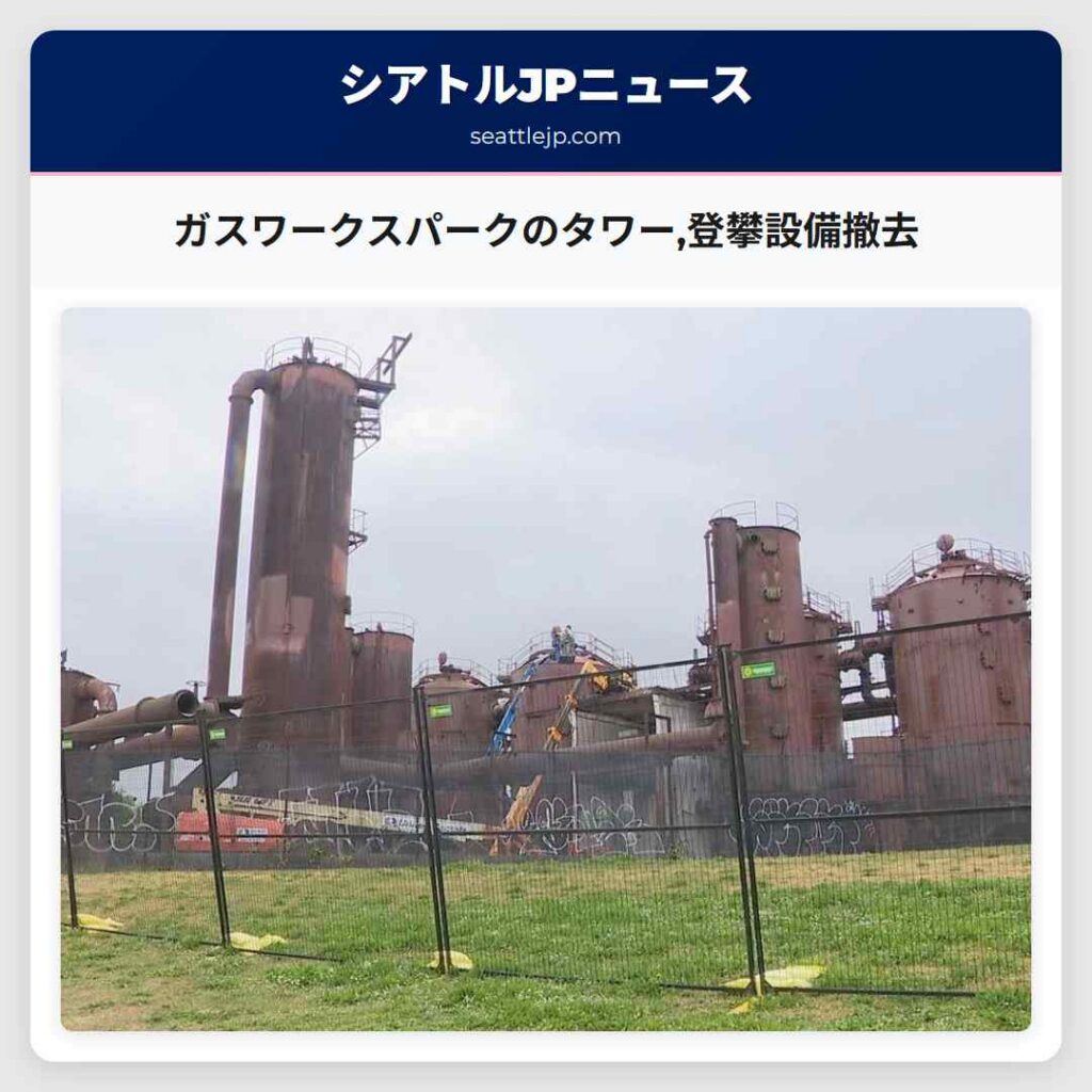 ガスワークスパークのタワー,登攀設備撤去