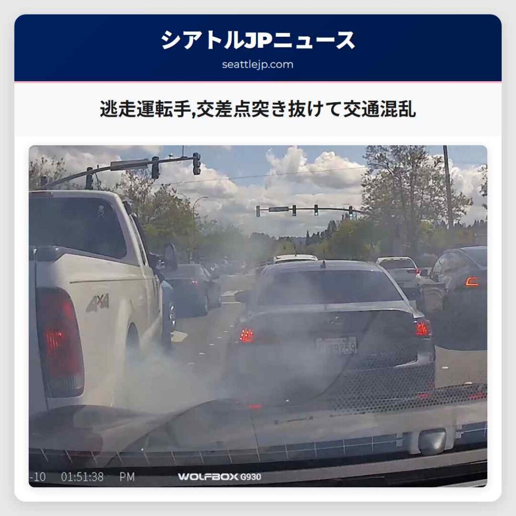逃走運転手,交差点突き抜けて交通混乱
