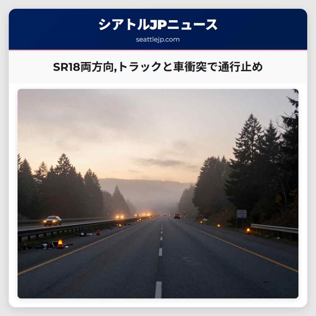 SR18両方向,トラックと車衝突で通行止め