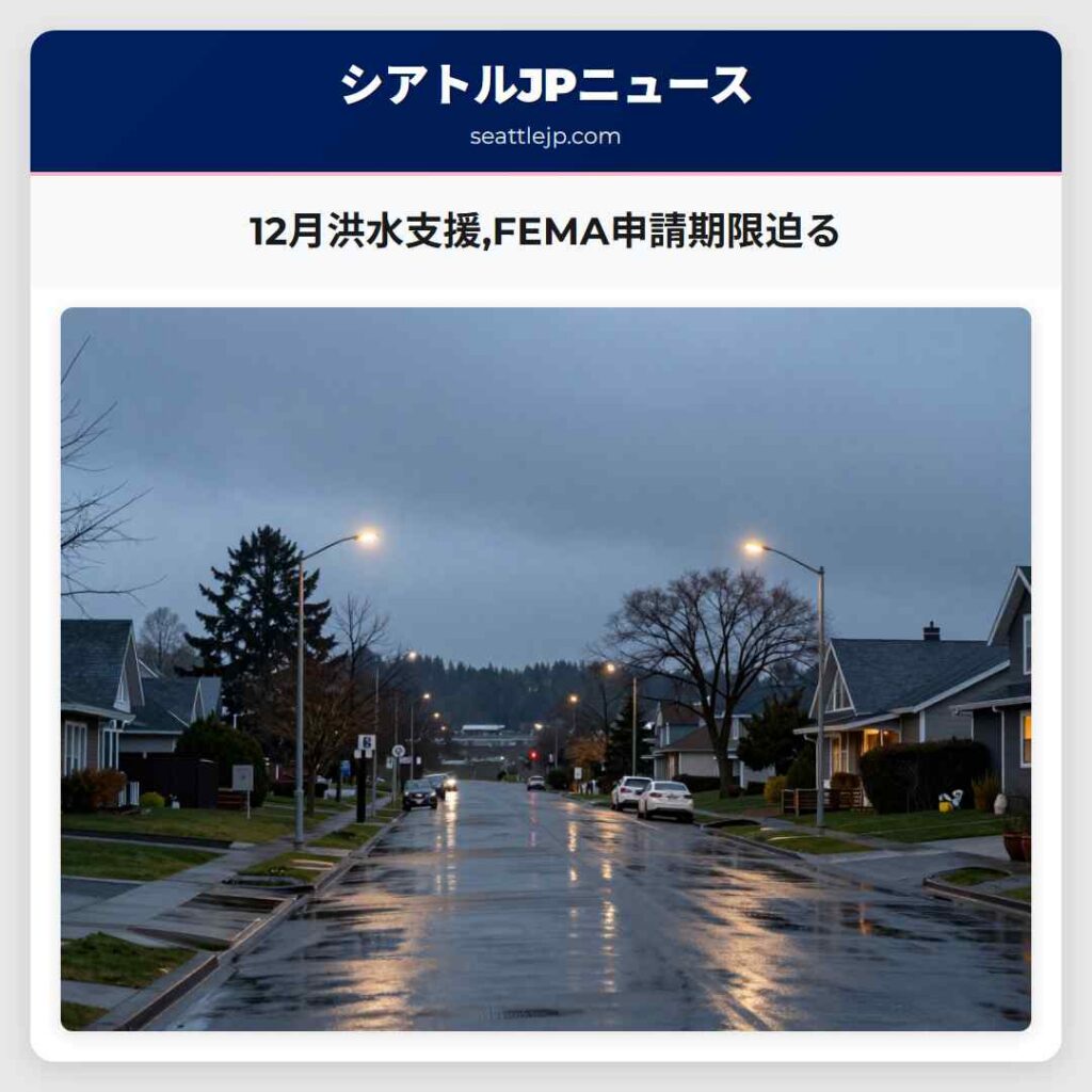 12月洪水支援,FEMA申請期限迫る