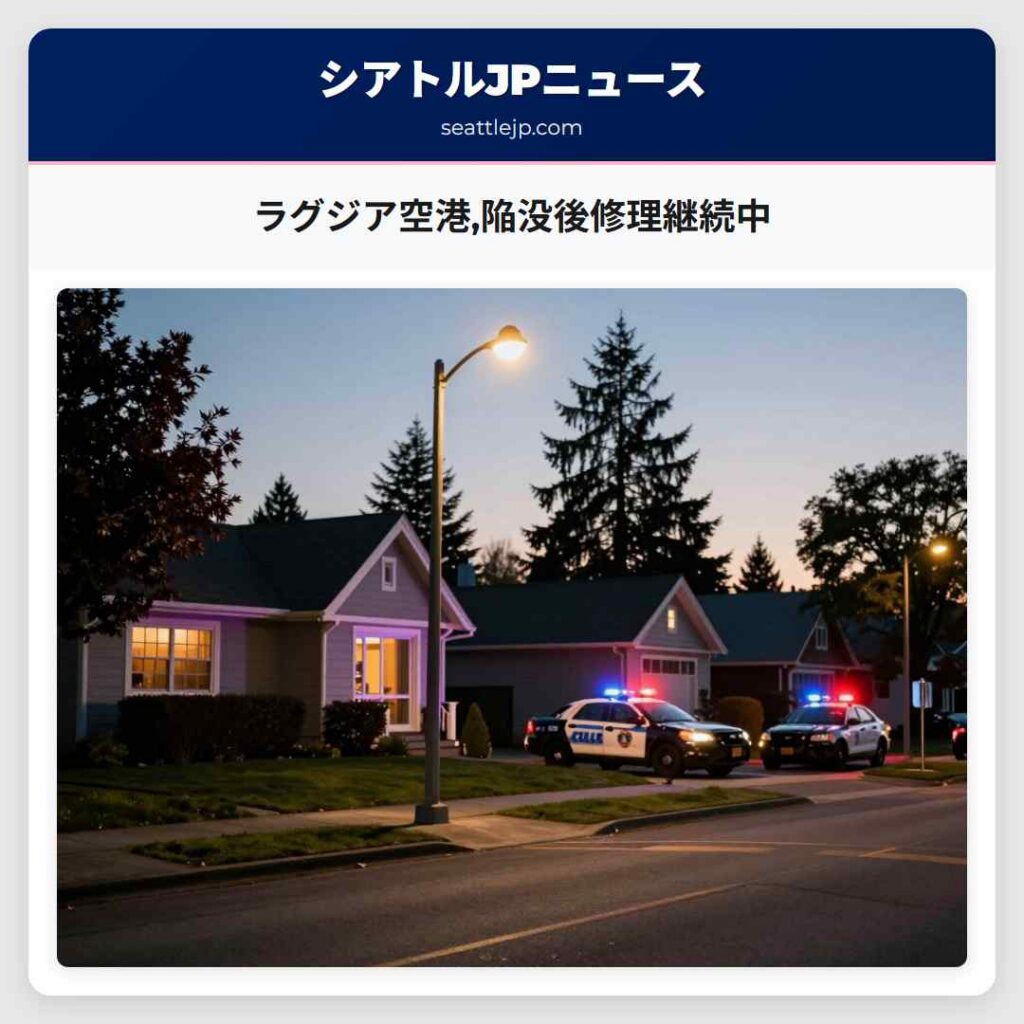 ラグジア空港,陥没後修理継続中