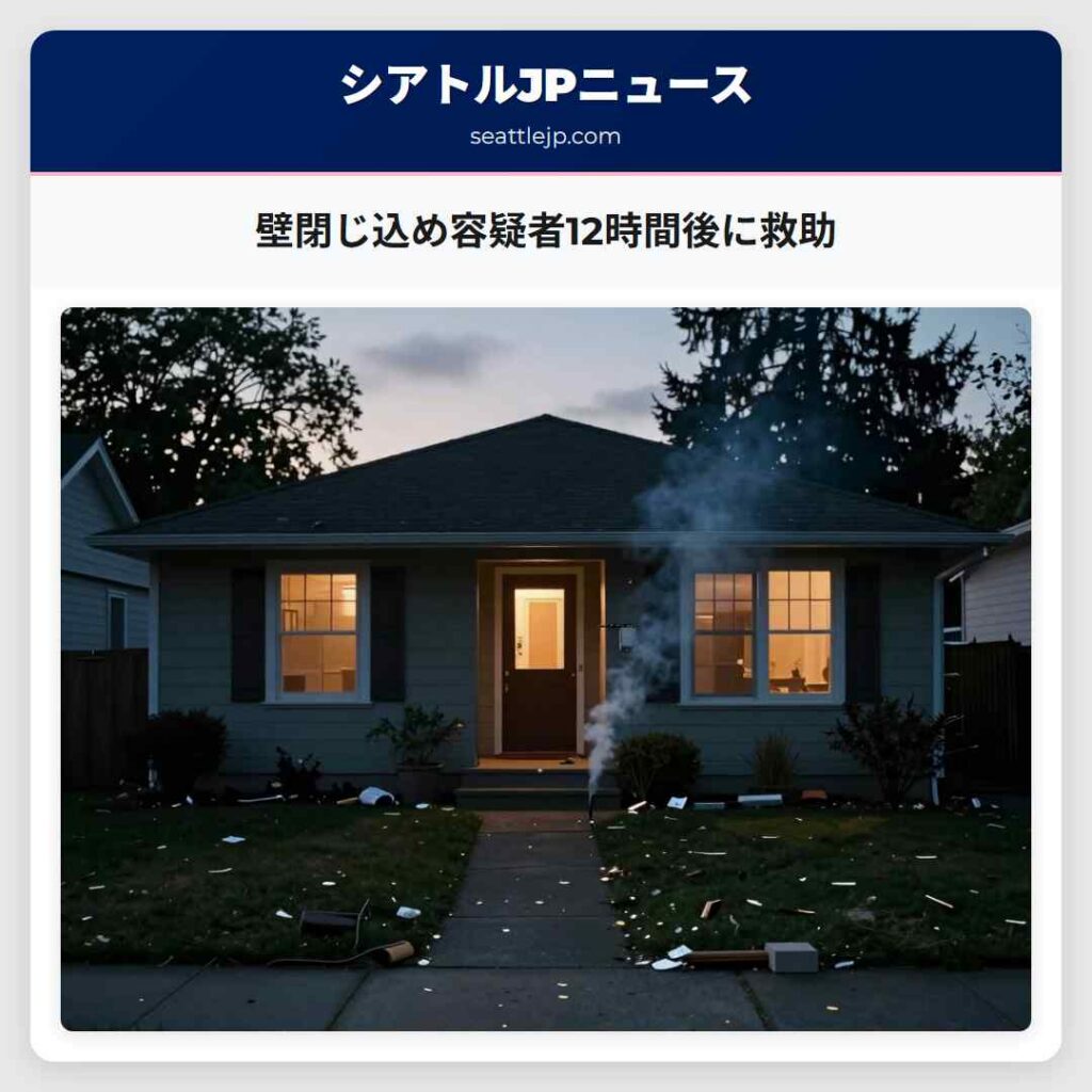壁閉じ込め容疑者12時間後に救助