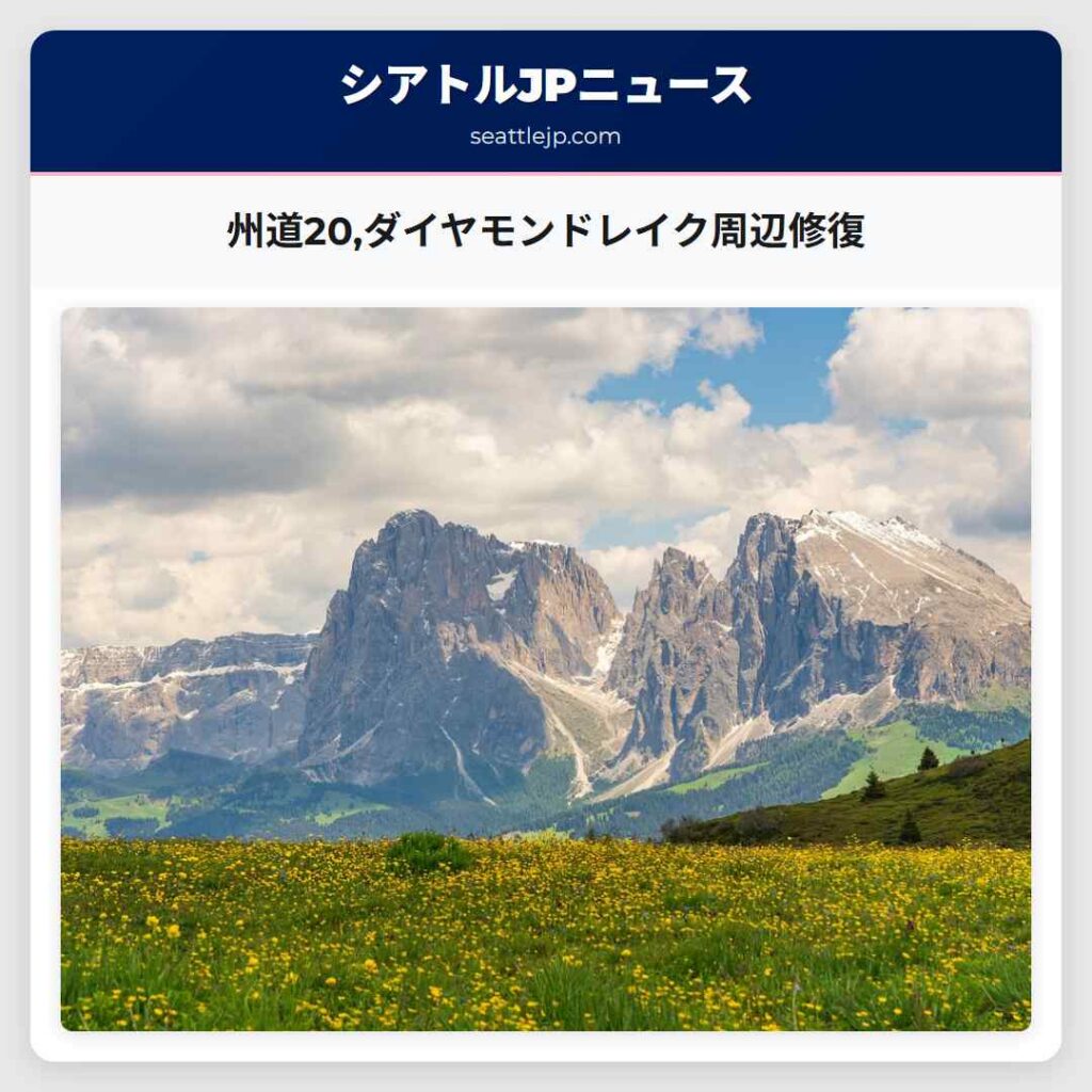 州道20,ダイヤモンドレイク周辺修復