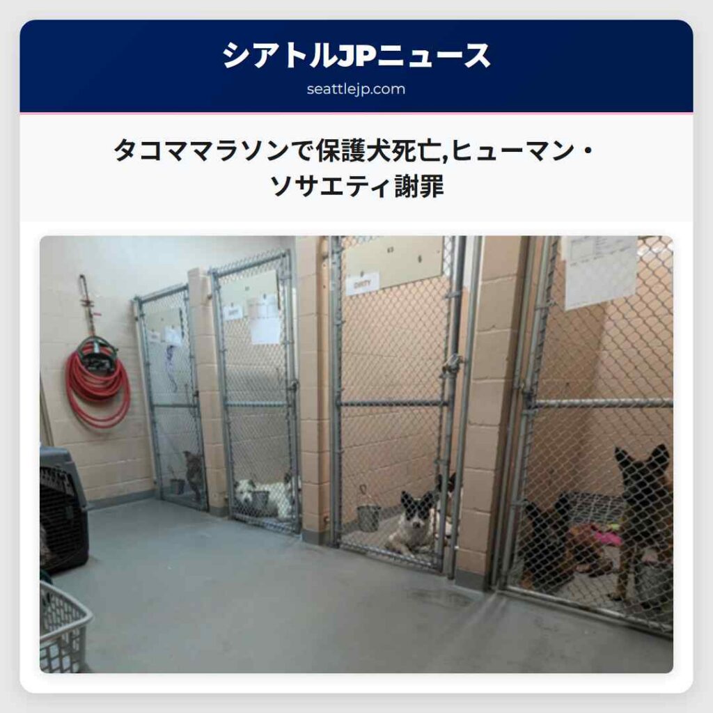 タコママラソンで保護犬死亡,ヒューマン・ソサエティ謝罪