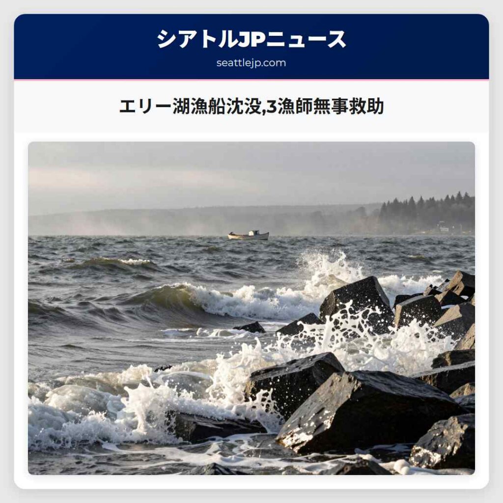 エリー湖漁船沈没,3漁師無事救助