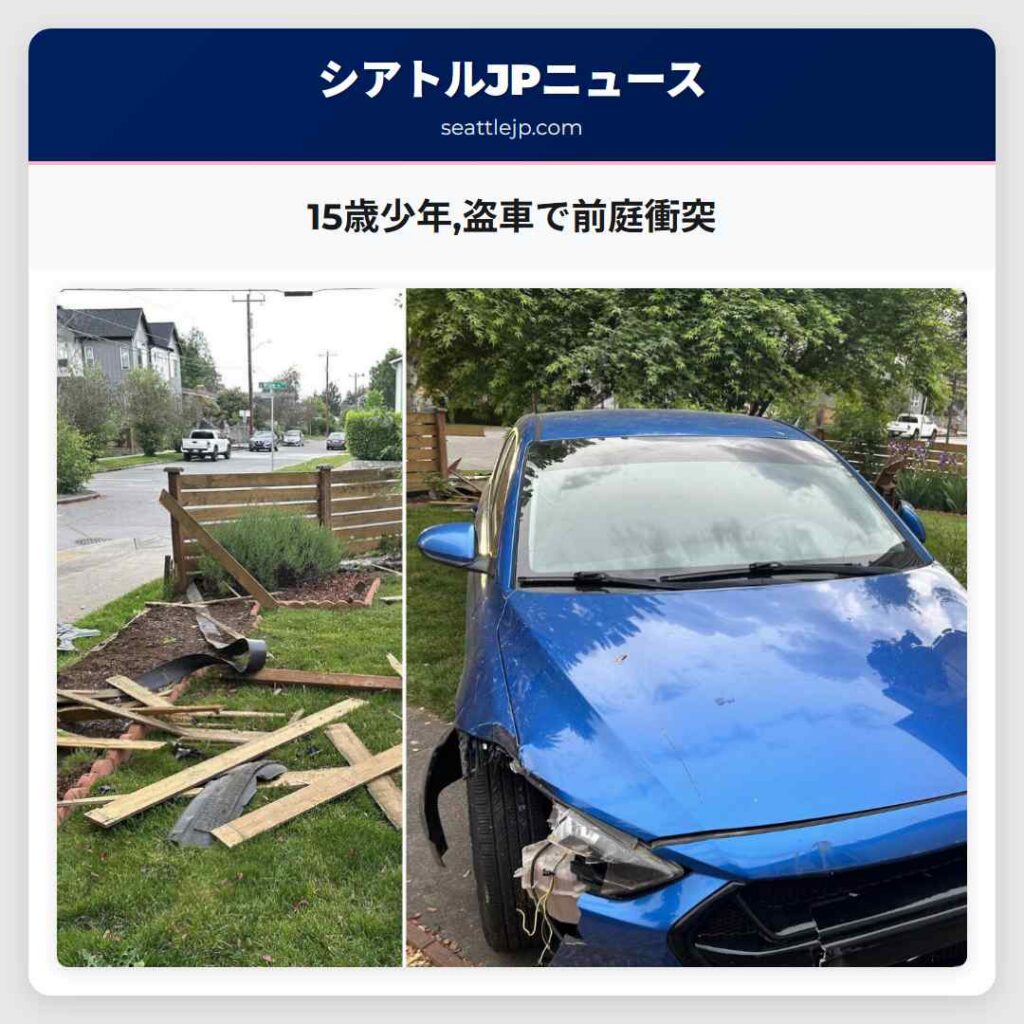15歳少年,盗車で前庭衝突
