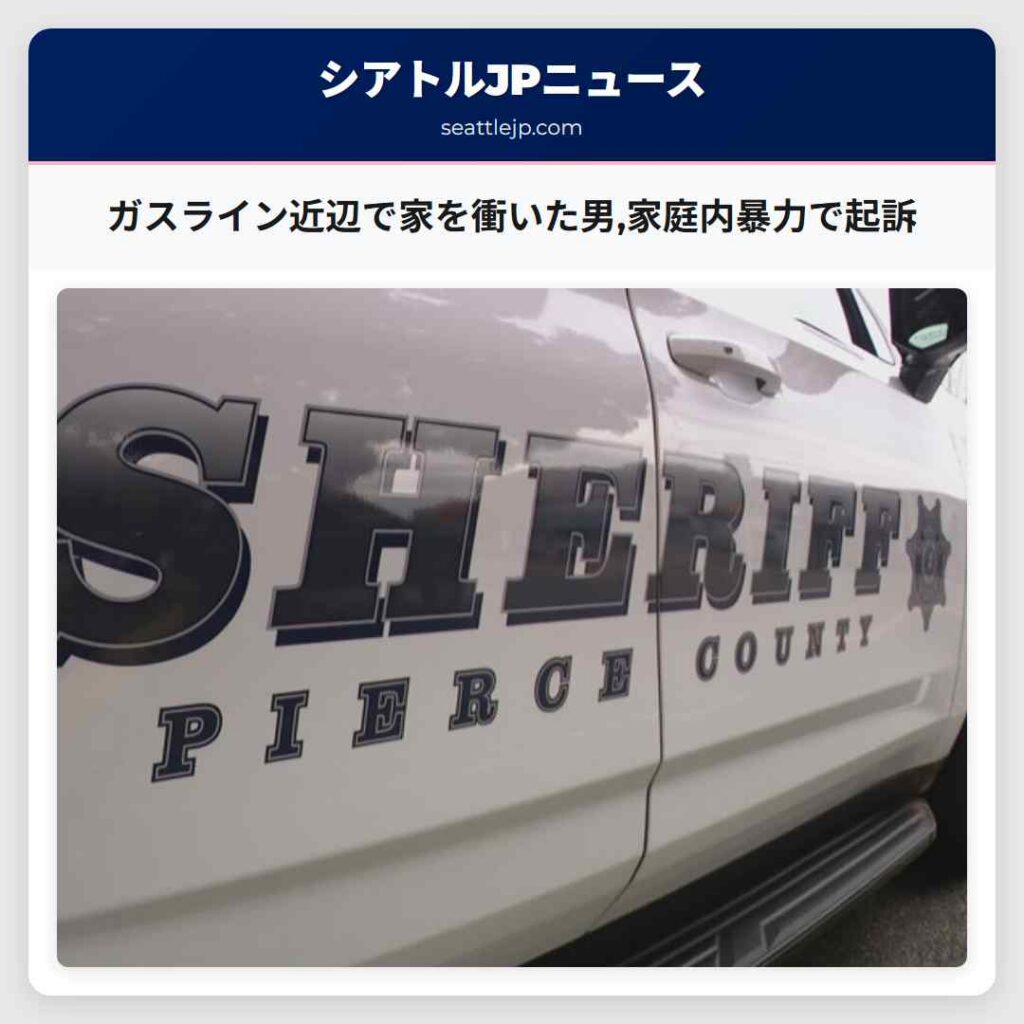 ガスライン近辺で家を衝いた男,家庭内暴力で起訴