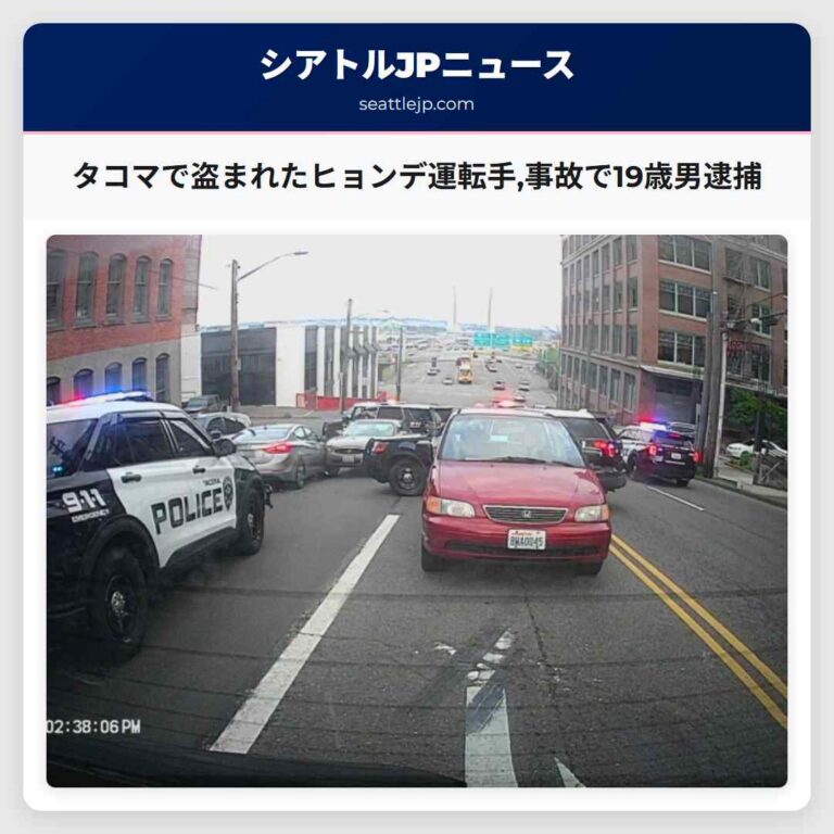 タコマで盗まれたヒョンデ運転手事故で19歳男逮捕
