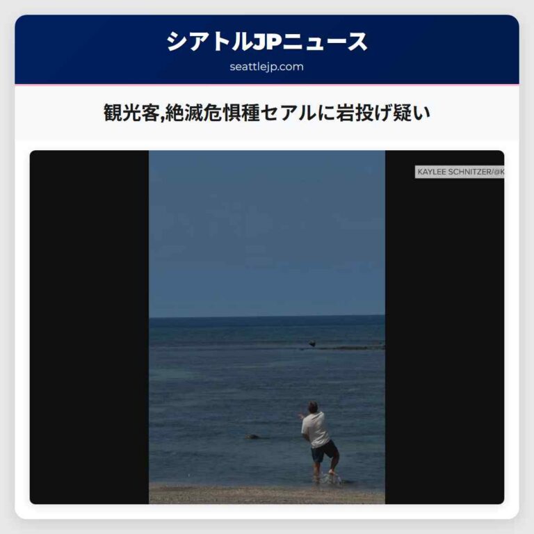 観光客絶滅危惧種セアルに岩投げ疑い