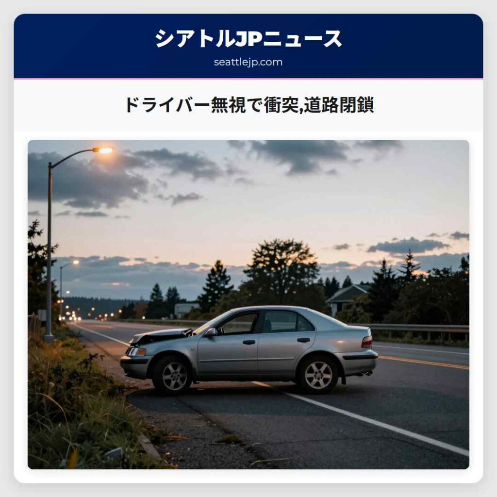 ドライバー無視で衝突,道路閉鎖