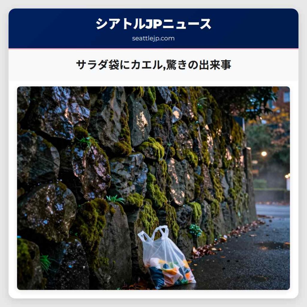 サラダ袋にカエル,驚きの出来事