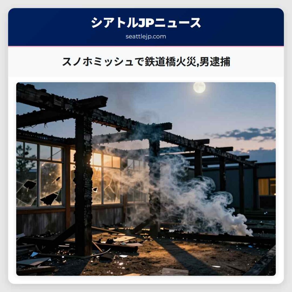スノホミッシュで鉄道橋火災,男逮捕