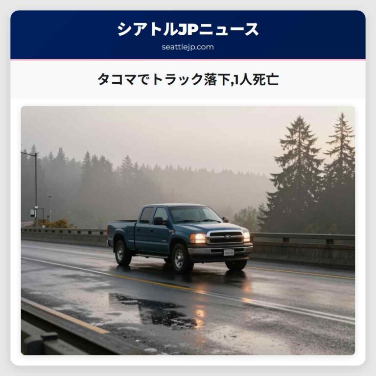 タコマでトラック落下1人死亡
