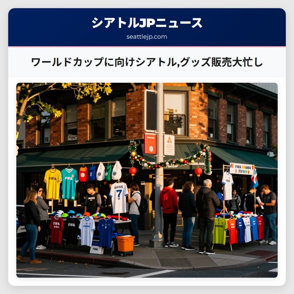 ワールドカップに向けシアトル,グッズ販売大忙し