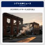 タコマ市ランドマーク火災で炎上