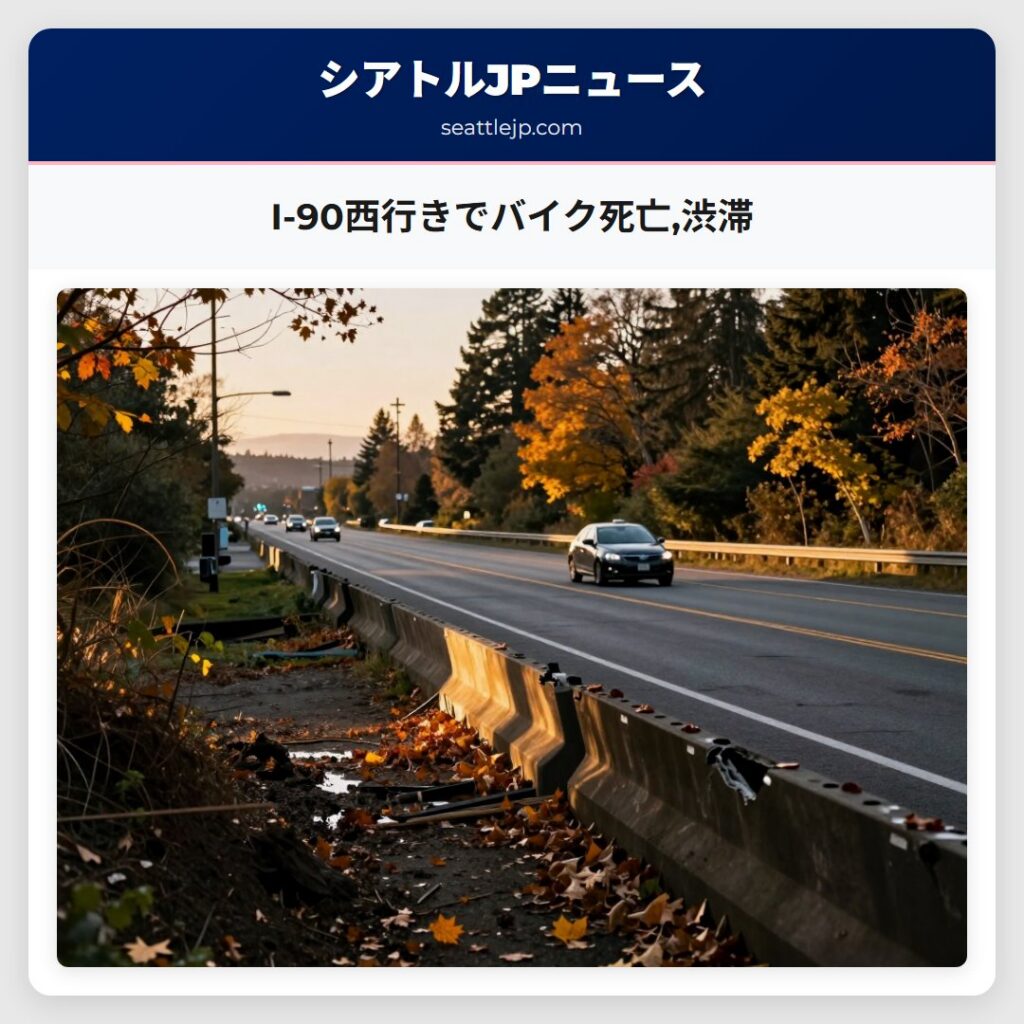 I-90西行きでバイク死亡,渋滞