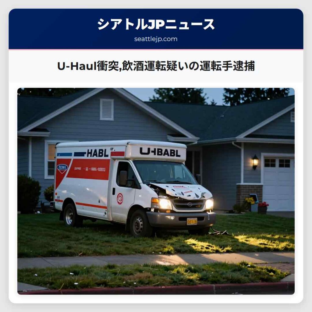 シアトルニュース 5 U-Haul衝突,飲酒運転疑いの運転手逮捕