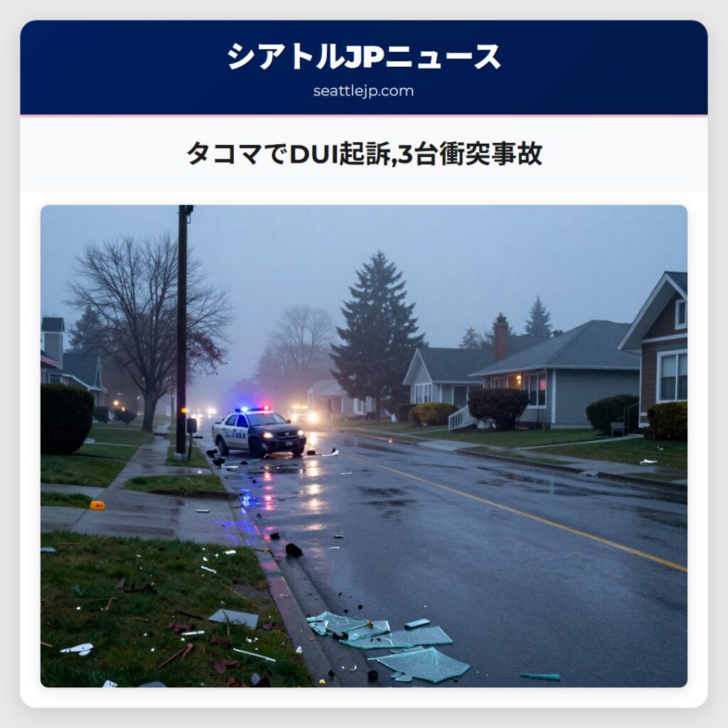 タコマでDUI起訴,3台衝突事故