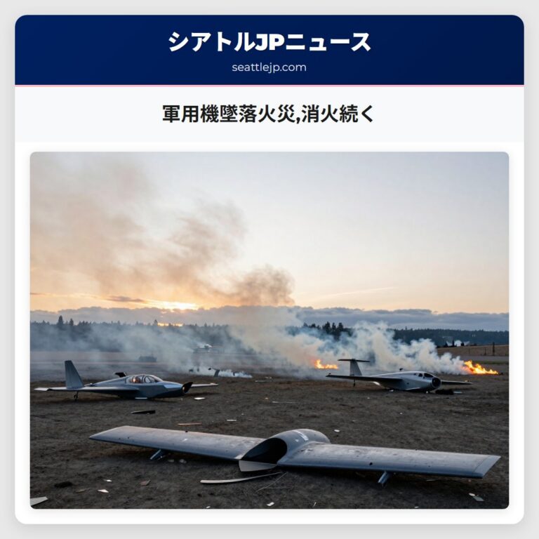 軍用機墜落火災消火続く