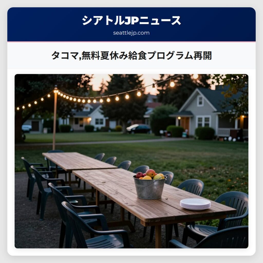 タコマ,無料夏休み給食プログラム再開