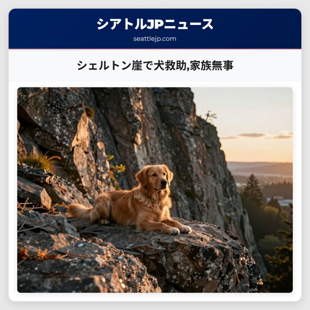 シェルトン崖で犬救助,家族無事