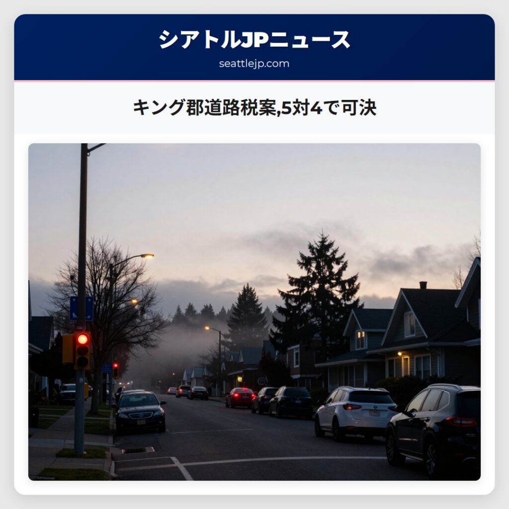 キング郡道路税案,5対4で可決