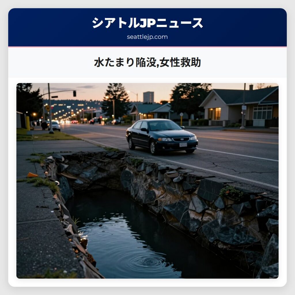 水たまり陥没,女性救助