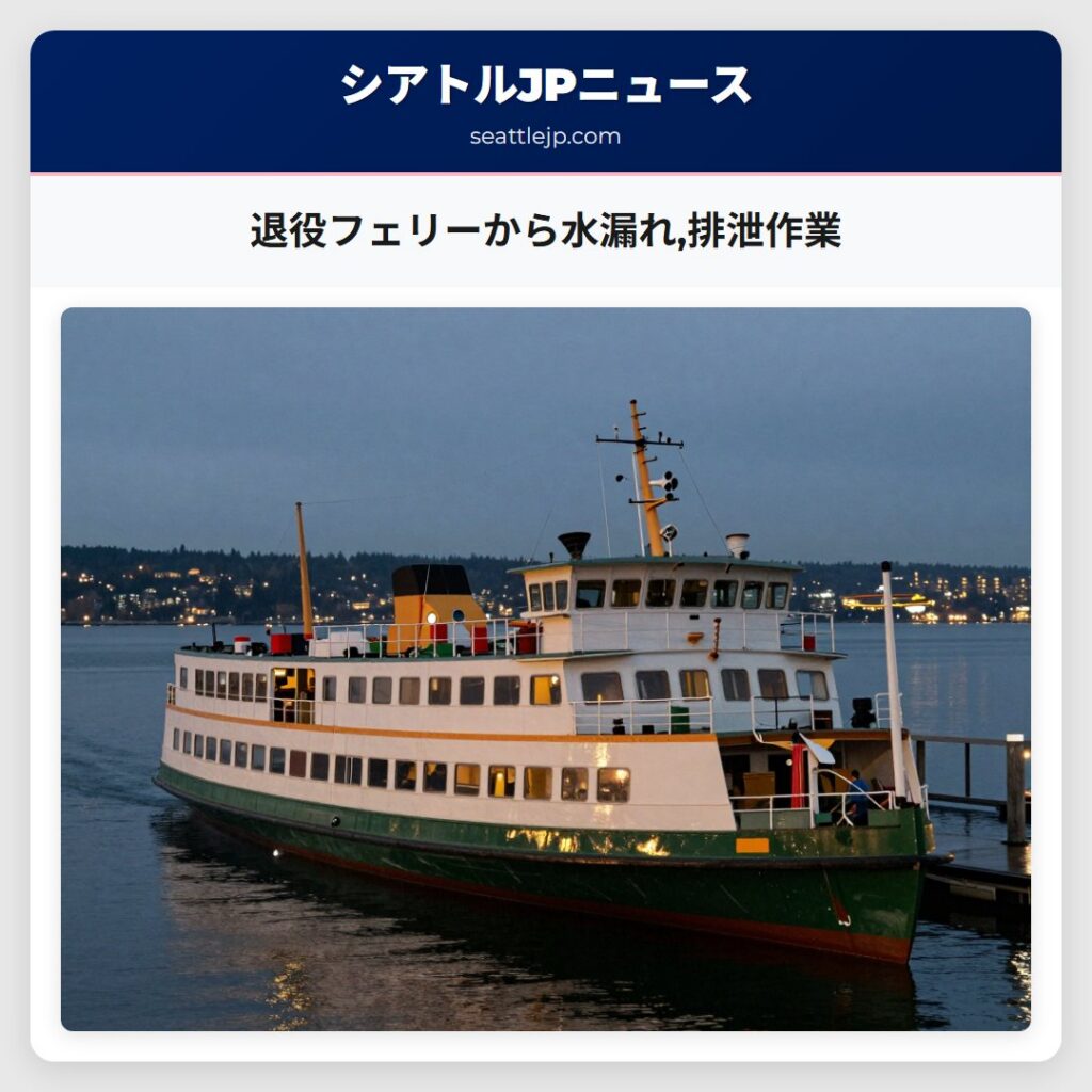 退役フェリーから水漏れ,排泄作業