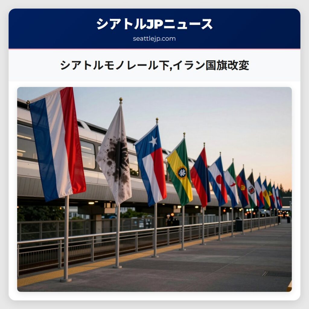 シアトルモノレール下,イラン国旗改変
