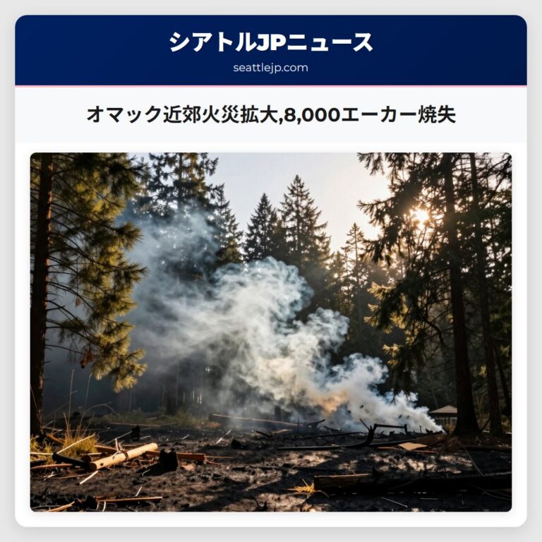 オマック近郊火災拡大8000エーカー焼失
