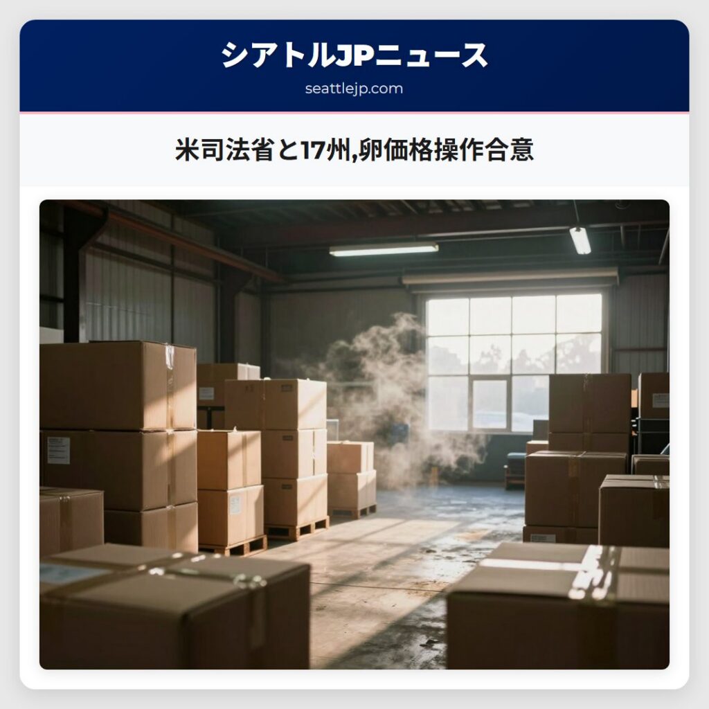 米司法省と17州,卵価格操作合意