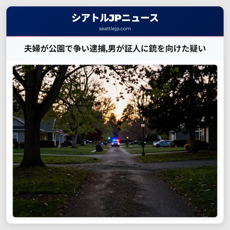 夫婦が公園で争い逮捕男が証人に銃を向けた疑い