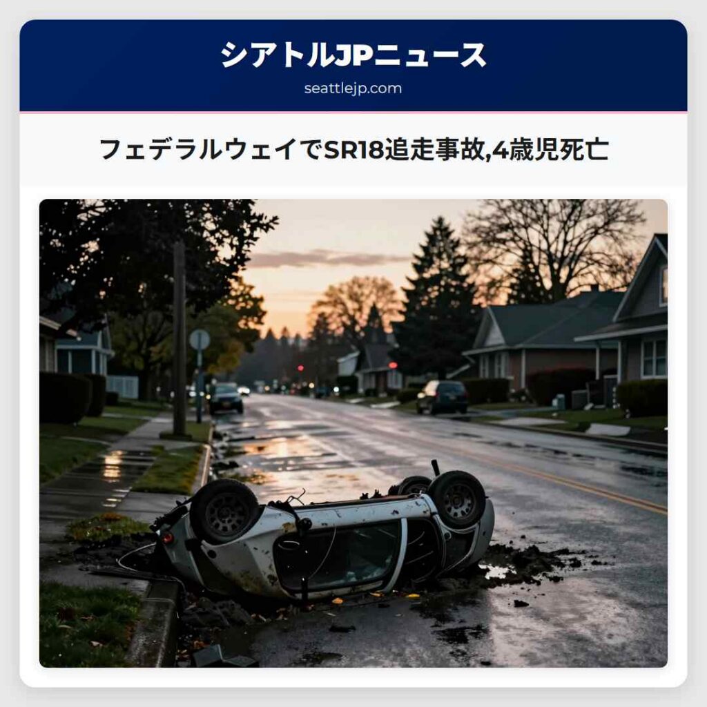 フェデラルウェイでSR18追走事故,4歳児死亡