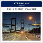 タコマ・ナラウス橋のケーブル上少年逮捕