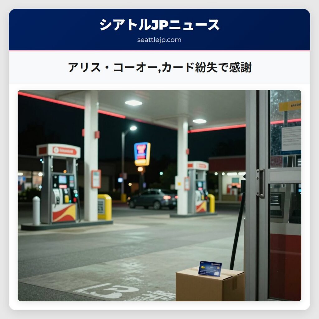 アリス・コーオー,カード紛失で感謝