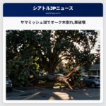 サマミッシュ湖でオーク木倒れ車破壊