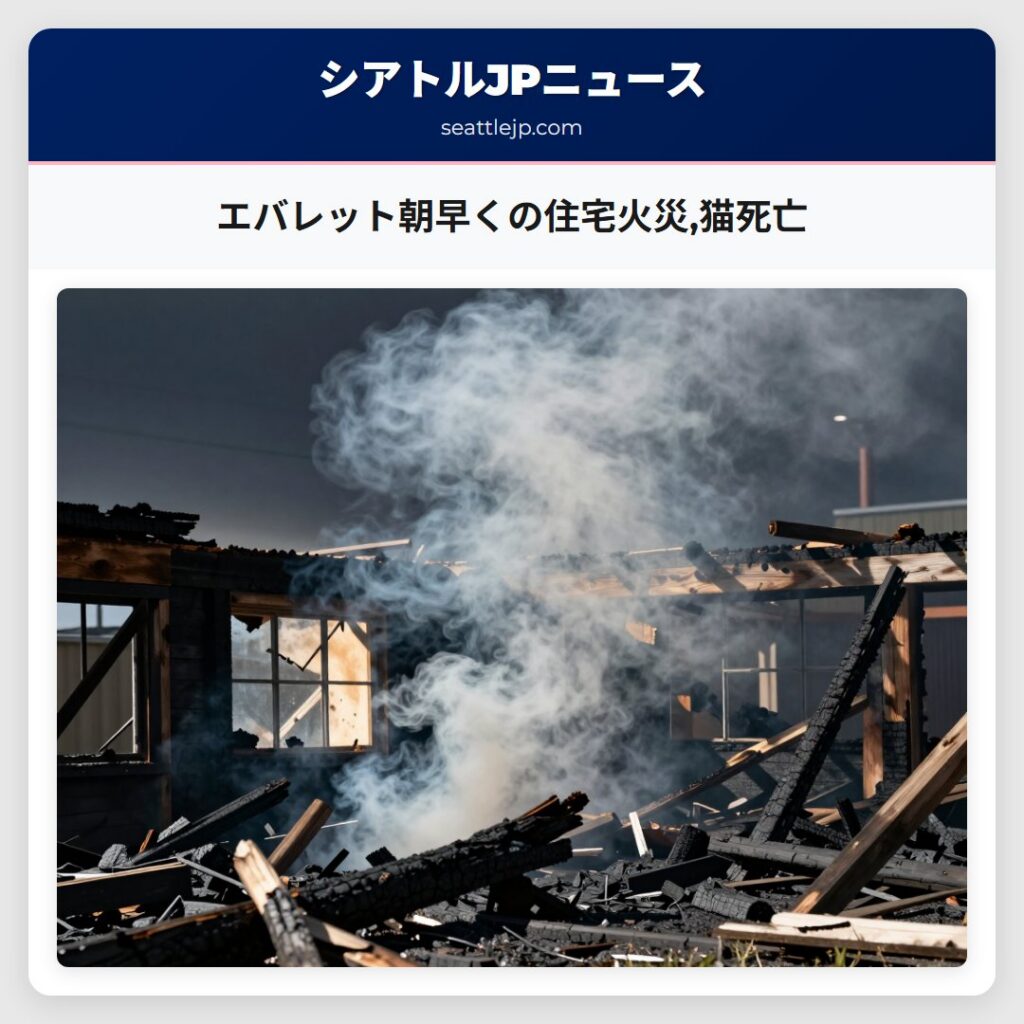 エバレット朝早くの住宅火災,猫死亡