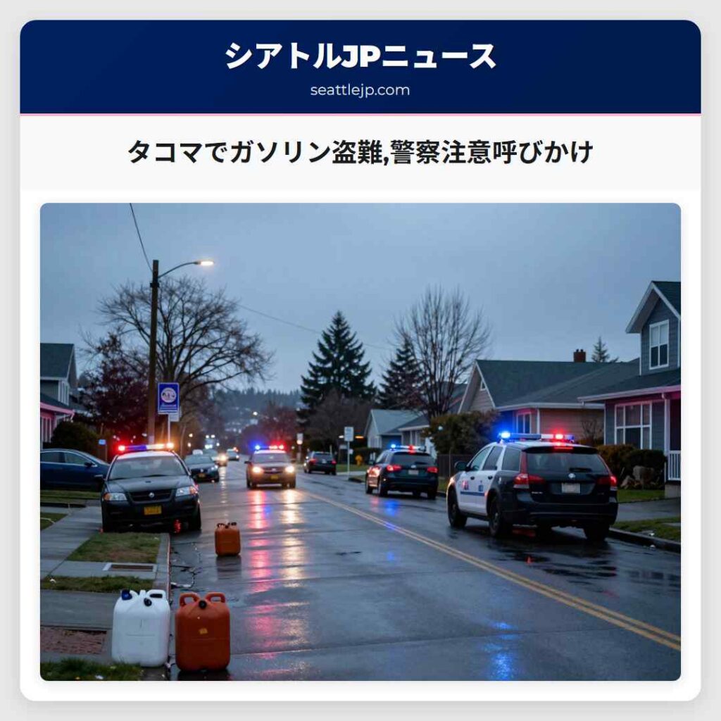 タコマでガソリン盗難,警察注意呼びかけ