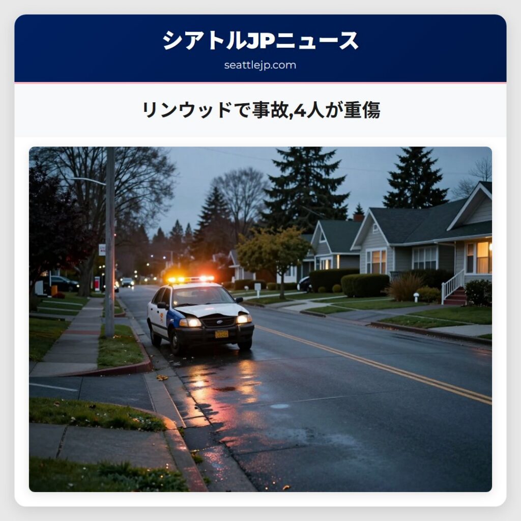 リンウッドで事故,4人が重傷