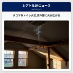 タコマ市トイレ火災天井部に火が広がる