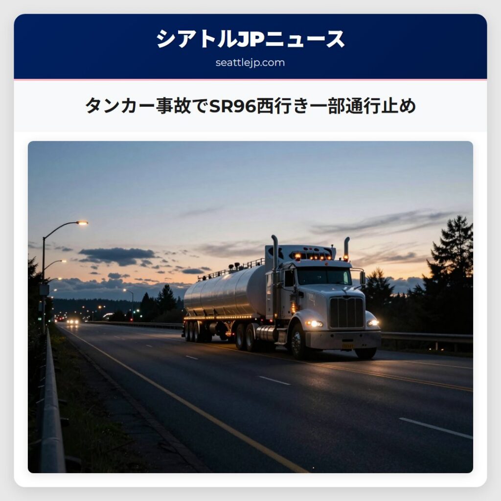 タンカー事故でSR96西行き一部通行止め