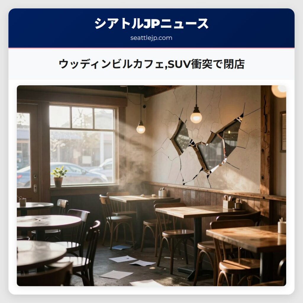 ウッディンビルカフェ,SUV衝突で閉店