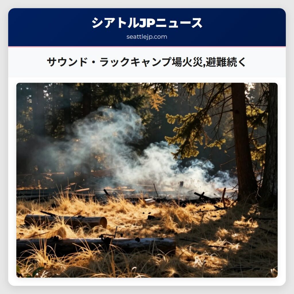 サウンド・ラックキャンプ場火災,避難続く