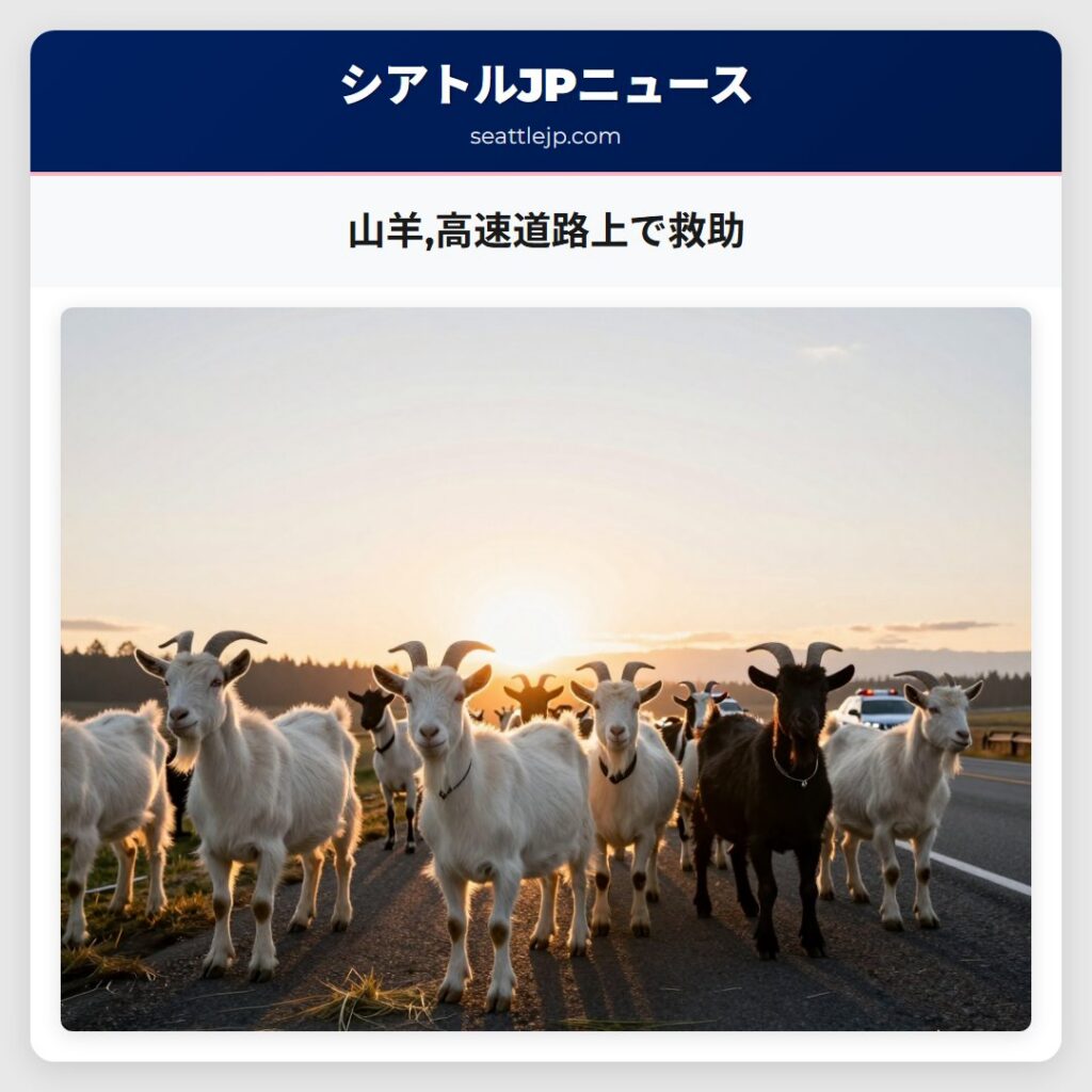 山羊,高速道路上で救助